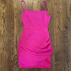 Vibrant Fuchsia Spaghetti Strap Mini Dress